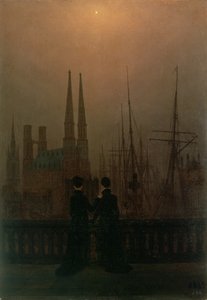 夜港（姐妹），c.1818-20 作者 卡斯珀·大卫·弗里德里希（Caspar David Friedrich）