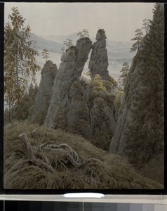 德国 Neurathen 的岩石之门。(Neurathen 的石门）。卡斯帕尔-大卫-弗里德里希（Caspar David Friedrich，1774-1840 年）的作品，纸上水彩画，创作于 1826 至 1828 年间。19 世纪德国艺术，浪漫主义。圣彼得堡国家冬宫。 作者 卡斯珀·大卫·弗里德里希（Caspar David Friedrich）