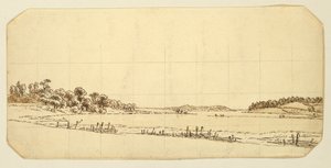 湖边，1802-3（笔和棕色墨水用铅笔在纸上洗） 作者 卡斯珀·大卫·弗里德里希（Caspar David Friedrich）