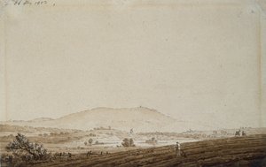波希米亚的风景，以观看18世纪的Jeschken山（纸和笔墨水） 作者 卡斯珀·大卫·弗里德里希（Caspar David Friedrich）