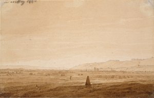 带方尖碑的风景，1803年 作者 卡斯珀·大卫·弗里德里希（Caspar David Friedrich）