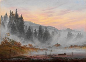 "一天中的时刻：早晨 卡斯帕尔-大卫-弗里德里希（1774-1840 年）的画作 1821-1822 年 - 布面油画 尺寸 22x30 厘米 下萨克森州博物馆，汉诺威 作者 卡斯珀·大卫·弗里德里希（Caspar David Friedrich）