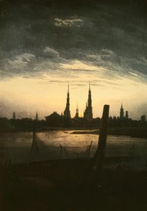 月亮升起的城市 作者 卡斯珀·大卫·弗里德里希（Caspar David Friedrich）