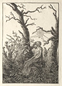 在光秃秃的树间结蜘蛛网的女人 作者 卡斯珀·大卫·弗里德里希（Caspar David Friedrich）