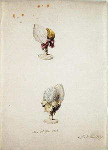 1806年6月1日的两个女性帽子（笔和纸在纸上） 作者 卡斯珀·大卫·弗里德里希（Caspar David Friedrich）