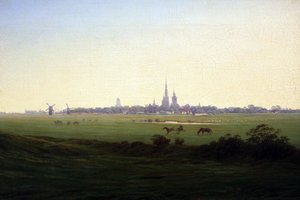 格赖夫斯瓦尔德附近的草地 作者 卡斯珀·大卫·弗里德里希（Caspar David Friedrich）