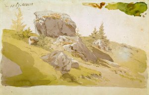 草甸与岩石在大山 作者 卡斯珀·大卫·弗里德里希（Caspar David Friedrich）