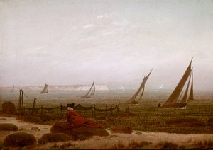 鲁根海滩上的女人 作者 卡斯珀·大卫·弗里德里希（Caspar David Friedrich）