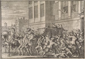 1643 年，加斯帕德-德-古斯曼（Gaspard de Gusmán）在马德里袭击奥利瓦雷斯伯爵的马车 作者 Caspar Luyken（归因于）