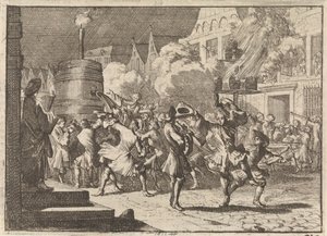 1690 年，威廉三世在博因河战役中战死的虚假消息传出后，巴黎一片欢腾 作者 卡斯珀·路肯（Caspar Luyken）
