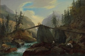Gsteig附近Lütschine河上的木制人行桥，1774年。 作者 卡斯珀·沃尔夫