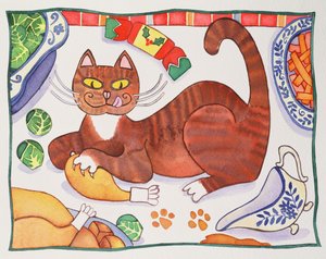 圣诞节猫和土耳其