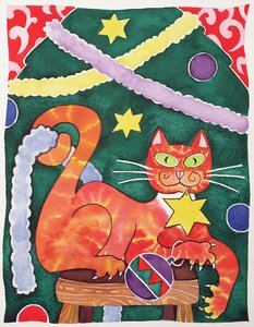 与装饰的圣诞节猫 作者 凯茜·巴克斯特（Cathy Baxter）