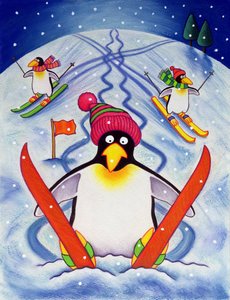 滑雪假期，2000年（wc和纸上粉彩）