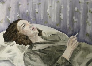 23.03.20 她很矛盾，2020（纸上油画） 作者 凯茜·洛马克斯
