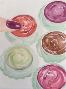 Max Factor Magic，2016（纸上油画） 作者 凯茜·洛马克斯