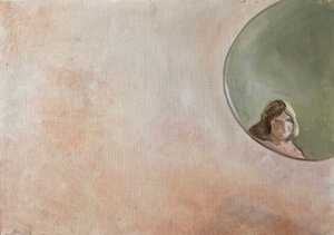 镜子，2020 年（纸上油画） 作者 凯茜·洛马克斯