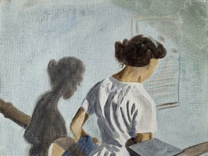 她很固执，2023 年（纸面油画） 作者 凯茜·洛马克斯