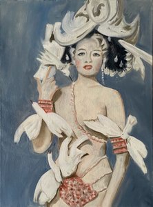 表演女郎》，2022 年（亚麻布油画） 作者 凯茜·洛马克斯