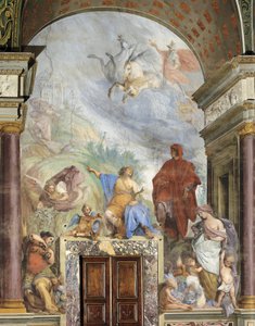 Lorenzo Magnificent与Prudence交谈，壁画由Francesco Montelatici创作，被称为Cecco Bravo（1607-1661），意大利佛罗伦萨皮蒂宫银器博物馆。