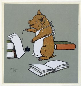 猪组成的菜单--在 "快乐的聚会 "中，由Cécil Aldin绘图，Hodder & Stoughton编辑，伦敦。 作者 塞西尔·查尔斯·温莎·奥尔丁
