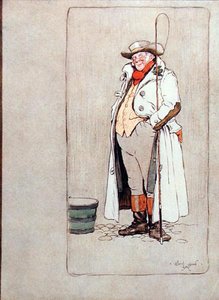 舞台上的马车夫，华盛顿-欧文（1783-1859）的《老圣诞》插图，由Hodder and Stoughton出版。 作者 塞西尔·查尔斯·温莎·奥尔丁