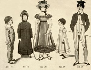 1800年至1820年，1907年和1937年的童装。