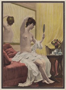 晨间梳妆的女子（彩色石版画） 作者 Celestin Francois（之后）Nanteuil