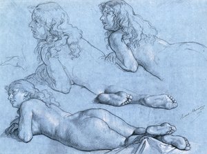 从背面看斜倚裸体的研究 作者 Cesare Mariani