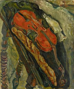 Nature morte au violon，pain et poisson静物与小提琴，面包和鱼，c。 1922年。 作者 Chaim Soutine
