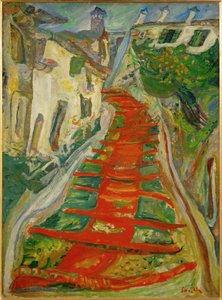 卡涅的红色楼梯（布面油画） 作者 Chaim Soutine
