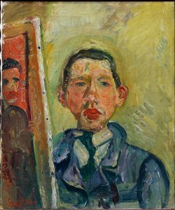 自画像 - Soutine, Chaim (1893-1943) - 约1918年 - 布面油画 - 54.6x45.7 - 普林斯顿大学艺术博物馆 作者 Chaim Soutine
