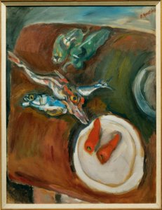 静物与鱼，辣椒和胡萝卜 作者 Chaim Soutine