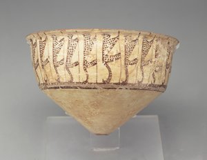 豹纹设计的圆锥形碗，公元前3500-3000（浅黄色陶器） 作者 胆石