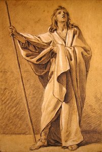 圣罗克的研究（纸上黑白粉笔画）