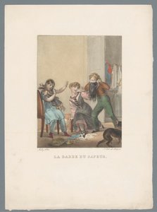男孩用人造胡子吓唬两个女孩
La barbe du sapeur（物品上的标题）
儿童的游戏和恶作剧（系列标题）
Les jeux de l