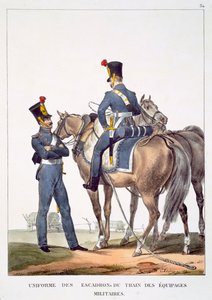 军事人员列车中队的制服，来自&39;法国军队制服&39;的收集，由Marechal Duc de Bellune，酒吧。 C. Motte，巴黎，1823年