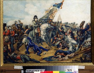 拿破仑一世（1769-1821 年）在 1815 年 6 月 18 日的滑铁卢战役中。Charles de Steuben（1788-1856 年）的画作。纸面水彩和墨水，40 x 55 厘米