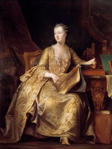 Jeanne Antoinette Poisson的肖像，蓬巴杜夫人（又称蓬巴杜侯爵夫人）（1722-1764）手持乐谱，由Charles Auguste Steuben（1788-1856）绘画（ec.alle）19世纪太阳。1,65x1,32米