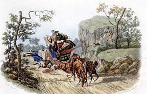"最好的教练也会发生意外！"，由R.G. Reeve（约1811-37）雕刻，由Thomas McLean出版。