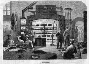 La Rotisserie des cuisines du Palais des Tuileries, in 1864. Engraving by F. Lix and Barbant from a drawing by Moullin.