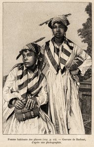 生活在矿区的妇女，矿藏。巴尔班特为 "chez nos indiens, quatre annees de voyage dans la Guiane francaise "的故事绘制的版画。 作者 查尔斯·巴班特