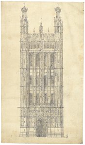 国会大厦图，约1836-40年（钢笔和纸本） 作者 查尔斯·巴里