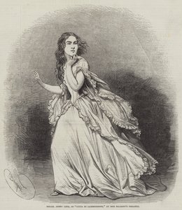 Mademoiselle Jenny Lind，作为Lucia di Lammermoor，在女王陛下剧院 作者 查尔斯·鲍涅特