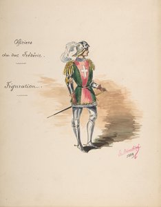 腓特烈公爵军官的服装设计[a]，服装描述表...，1889年。