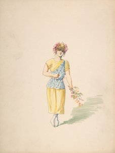 穿着黄色和蓝色衣服的青年服装，N.d.