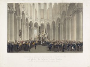 1865 年 3 月 17 日，已故俄罗斯大君主、荷兰皇太后 Anna Paulowna 殿下在代尔夫特 Groote Kerk 的庄严葬礼（物品上的标题） 作者 约翰威廉弗里德里希瓷砖