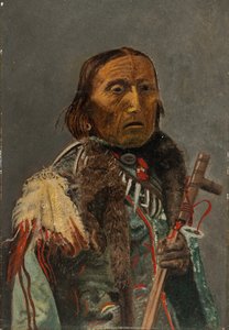 手持和平烟斗的美国原住民（纸板油画） 作者 查尔斯·伯德·金