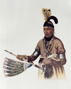 Naw-Kaw或&39;Wood&39;，Winnebago酋长，来自&39;北美印第安部落，第1卷&39;的插图，由Thomas L. McKenney和James Hall，pub。约翰格兰特 作者 查尔斯·伯德·金