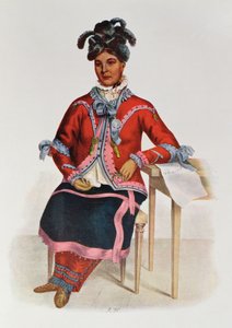 Tshusik，一个Chippeway女人，1827年，插图来自&39;北美印第安部落，Vol.1&39;，由Thomas L. McKenney和James Hall，酒吧。约翰格兰特